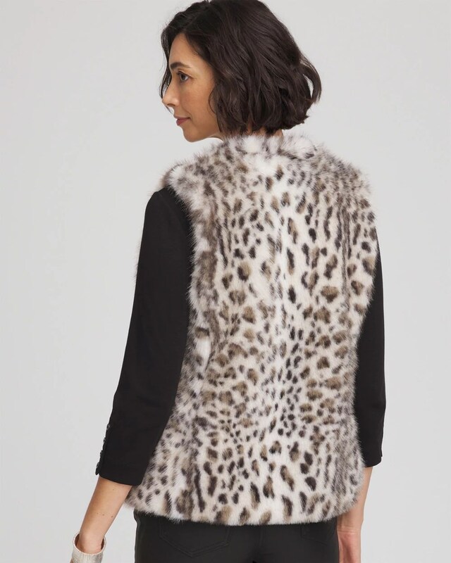Snow Leopard Faux Fur Vest - image 3